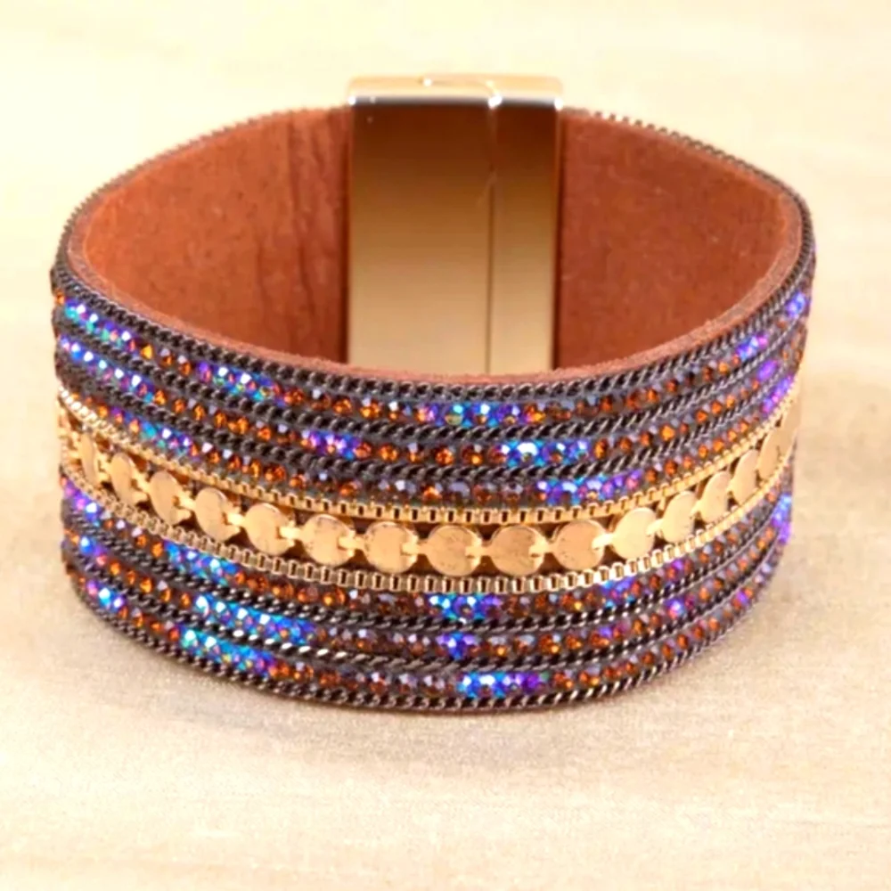 SAACHI  Light Shimmering Glistening Crystal Bracelet In Rust NWT$60